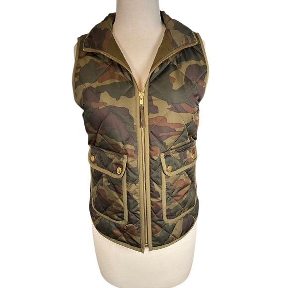 J.Crew Camo Quilted Puffer Vest Size XS Peplum Hem – New Without Tags - Picture 6 of 14